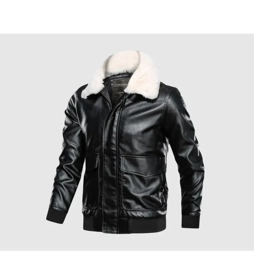 Mens Leather Jackor Vinter Höst Casual Motorcykel Pu Jacka Varm Coats Fashion Slim Outwear Man 211126