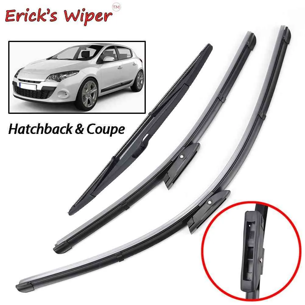 Lâminas de limpeza traseira dianteiras de Erick definidas para MEGANE 3 Hatchback Coupe 2008 - Windshield Windscreen Janela 24 "+16" +14 "