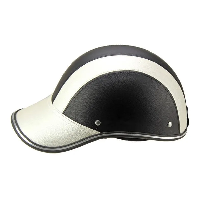 Generic Motorcycle Half Open Baseball Cap Foam Padded PU Hat Black