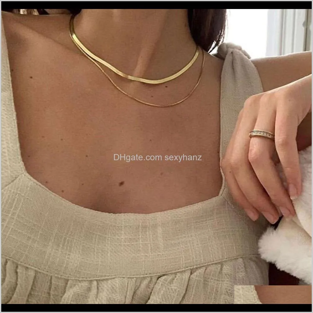 simple choker double snake bone short necklace cool wind gold titanium steel clavicle chain neck ornament