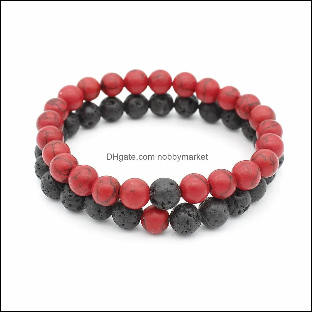 Bulk Natural stone Couple bracelets Set For women Mens Agate Tiger Eye charm  Oil Diffuser Lava Rock Beads Bangle handmade