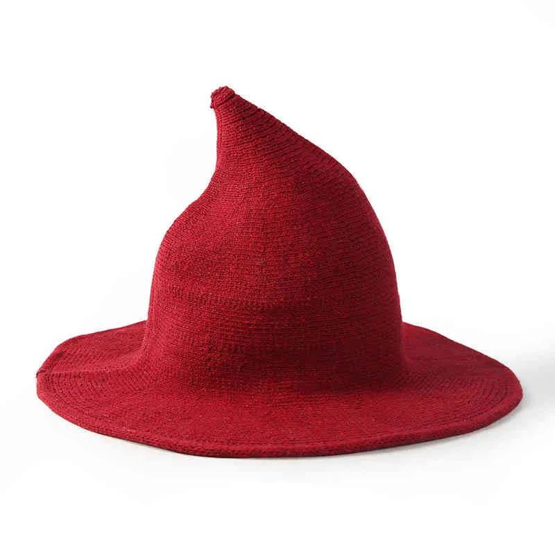 ハロウィーンパーティーのための女性の魔女の帽子ニットウールキャップはマスカレードのコスプレコスチュームaccsory
