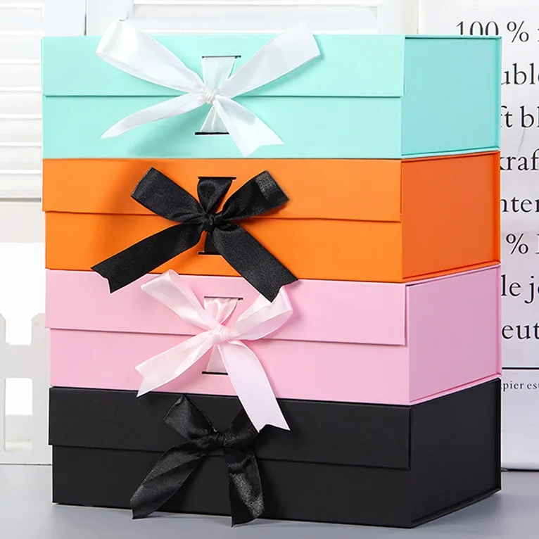 Bowknot Presentförpackningslådor Flip Folding Boxed Birthday Companion Presenter Box 27 * 19 * 8cm Lämplig för kosmetika och hudvårdsprodukter xd24824