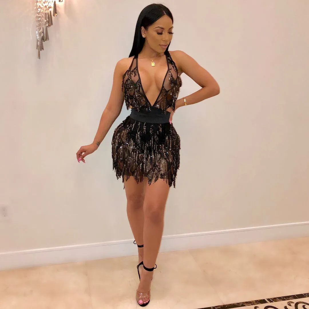 green emerald velvet dress Black Bodycon Mini Dress - Gold Stripe Night Out Vibe main image 0