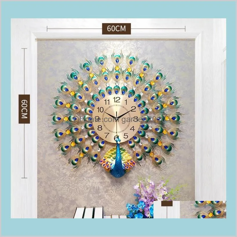 3D Peacock Wall Clock Europe Decor