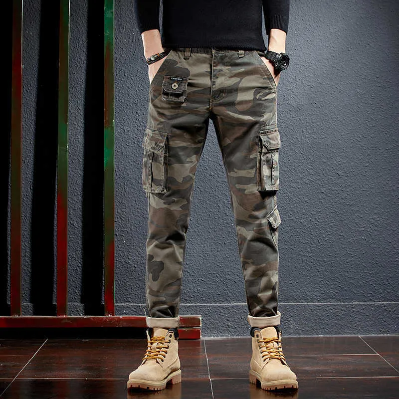 Moda Streetwear Uomo Jeans Ly Designer Multi tasche Pantaloni cargo in cotone casual Pantaloni tuta mimetica militare