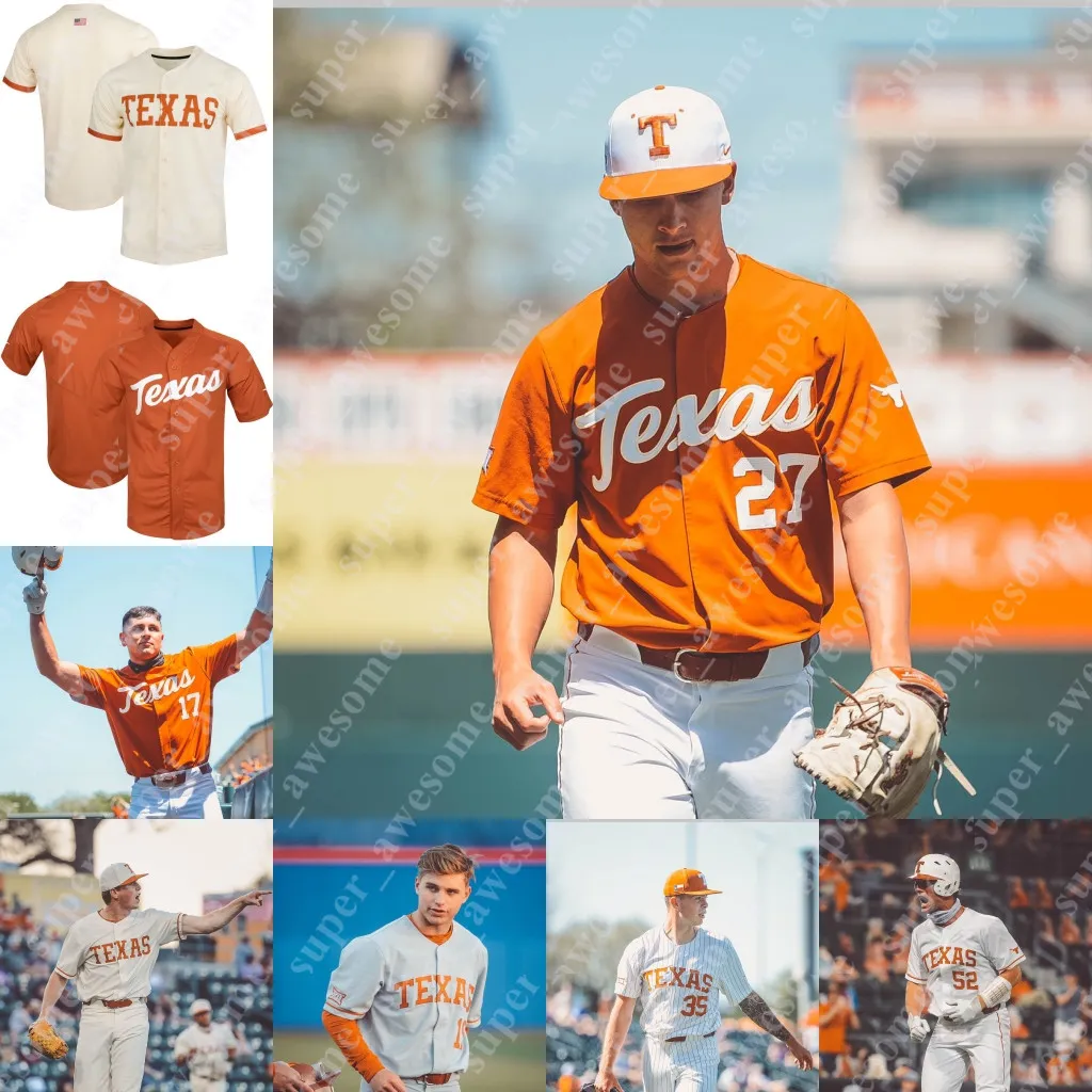 Texas Longhorns Replica Baseball Jersey Breathable Fabric