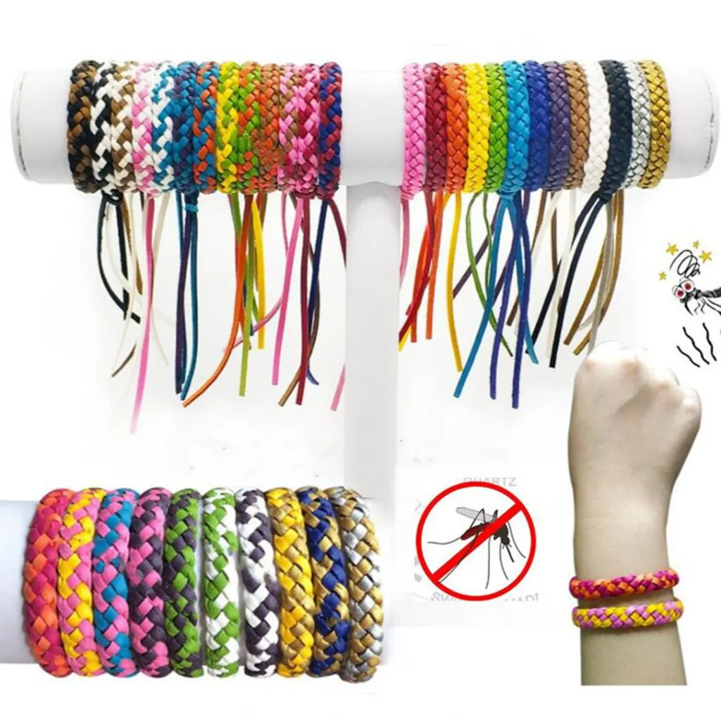 Mosquito repelente pulseira anti-mosquito DIY PU pulseira de couro cordas trança inseto repelente banda banda controle de pest bug unisex proteção braceletes A5904