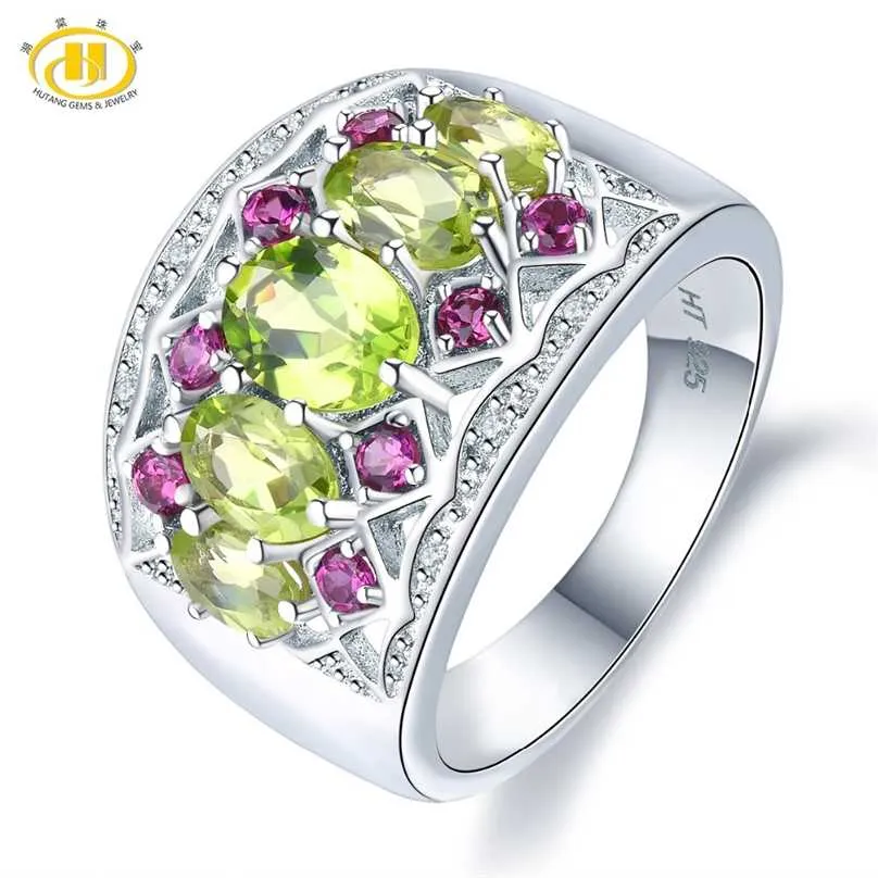 Natuurlijke Peridot Dames Ring Solid 925 Sterling Zilver 2.76 Karaten Echte Gemstone Bridal Sieraden Jaar Kerstcadeaus 211217