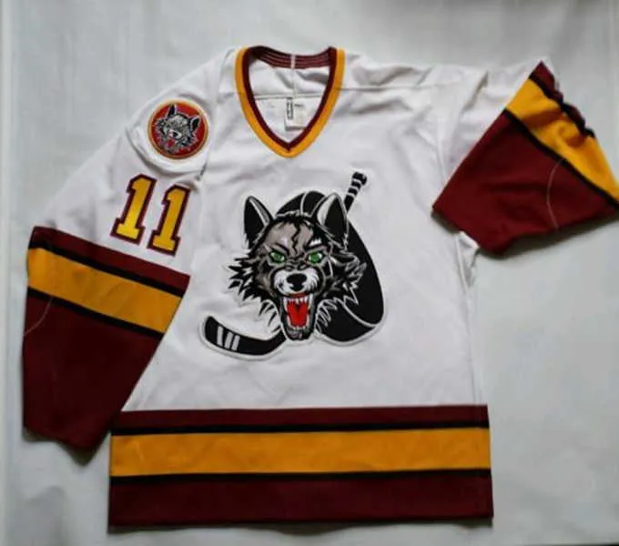 Vintage # 11 Steve Maltais Chicago Wolves Bauer Ice Hockey Jersey Mens Stitched Anpassat något nummer och namn