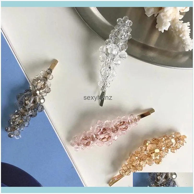 Crystal pearl flower side hair clip fashion hair accessories female alloy transparent hairpin wild boutique headwear clip