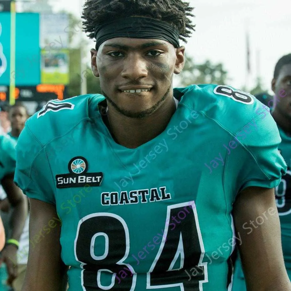 Coastal Carolina Chanticleers Football Jersey NCAA College Jeffrey Gunter Kameron Brown Shermari Jones White Jackson Henderson Hazel Simpson