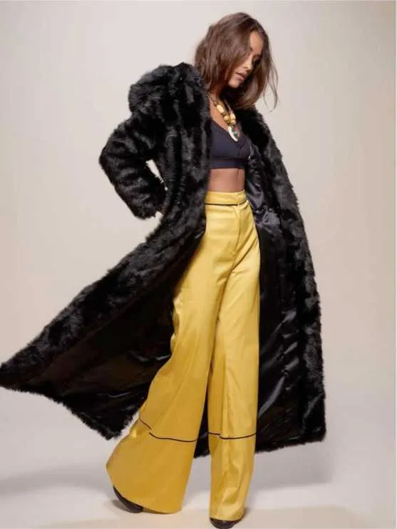 Listad Imitation Fur Coat Women's Wear Medium och Long Loose Fluff Höst och Vinter 211207