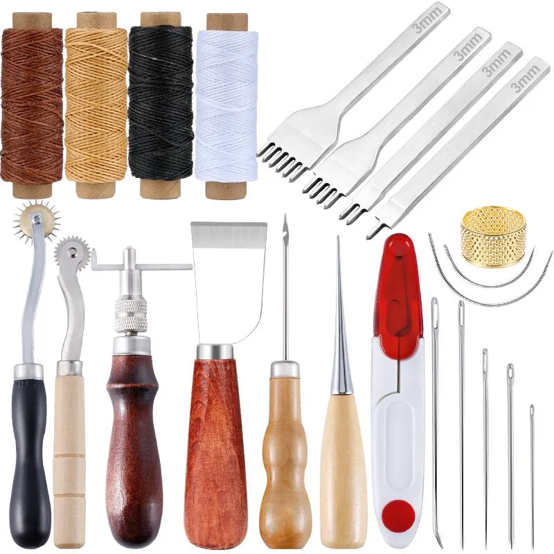 Professionell handverktygssatser Kaobuy Läder Craft Tools Kit Sewing Stitching Punch Carving Work Saddle Set Tillbehör DIY