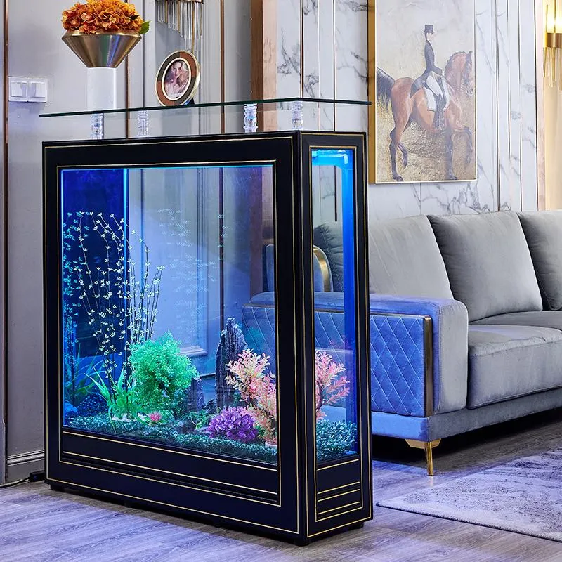 Aquariums Light Luxury Fish Tank Living Room Home Floor Large Medium  Subareas Screens Glass Aquarium Ecological Change Water1269932 From Udoi,  $1,557.79
