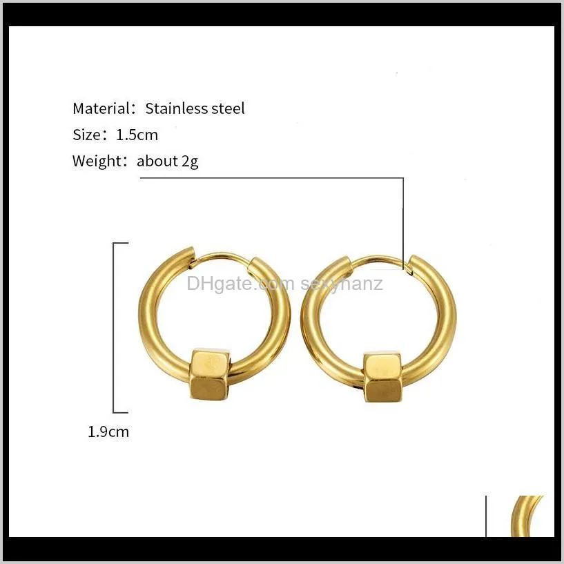 stainless steel gold black silver plated big round hoop earring simple design fashion earring for hip hop