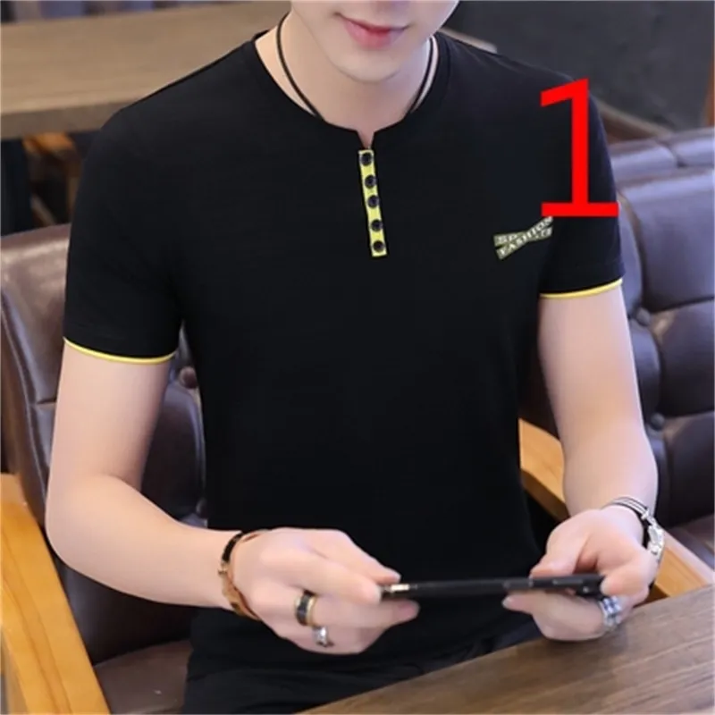 T-shirt estiva a maniche corte da uomo tendenza marchio marea versione coreana degli uomini di auto-coltivazione girocollo seta ghiaccio 210420