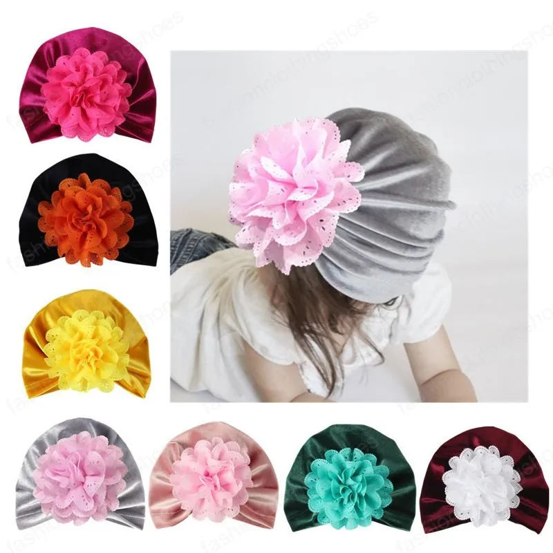 Child Hat Flower Beanie Cap Baby Girls Infant Turban Head Wraps Hair Accessories Newborn Toddler Soft Sweet Bonnet Beanies Photography Props