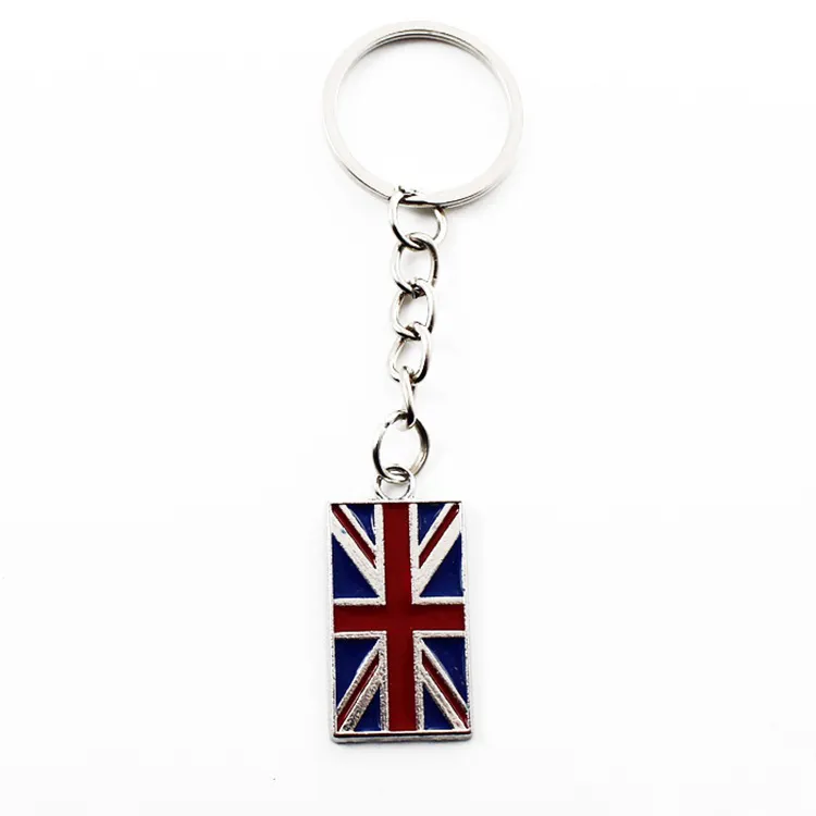 Drapeau porte-clés diverses formes pendentif de style britannique cadeau faveur voiture rouge bleu Royaume-Uni américain drapeaux des affaires étrangères porte-clés RRD6782