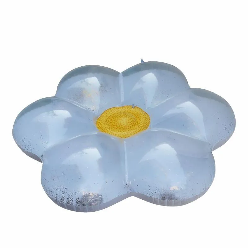 Flotteurs gonflables Tubes 160 cm forme de fleur blanche natation flotteur paillettes natation piscine eau jouet