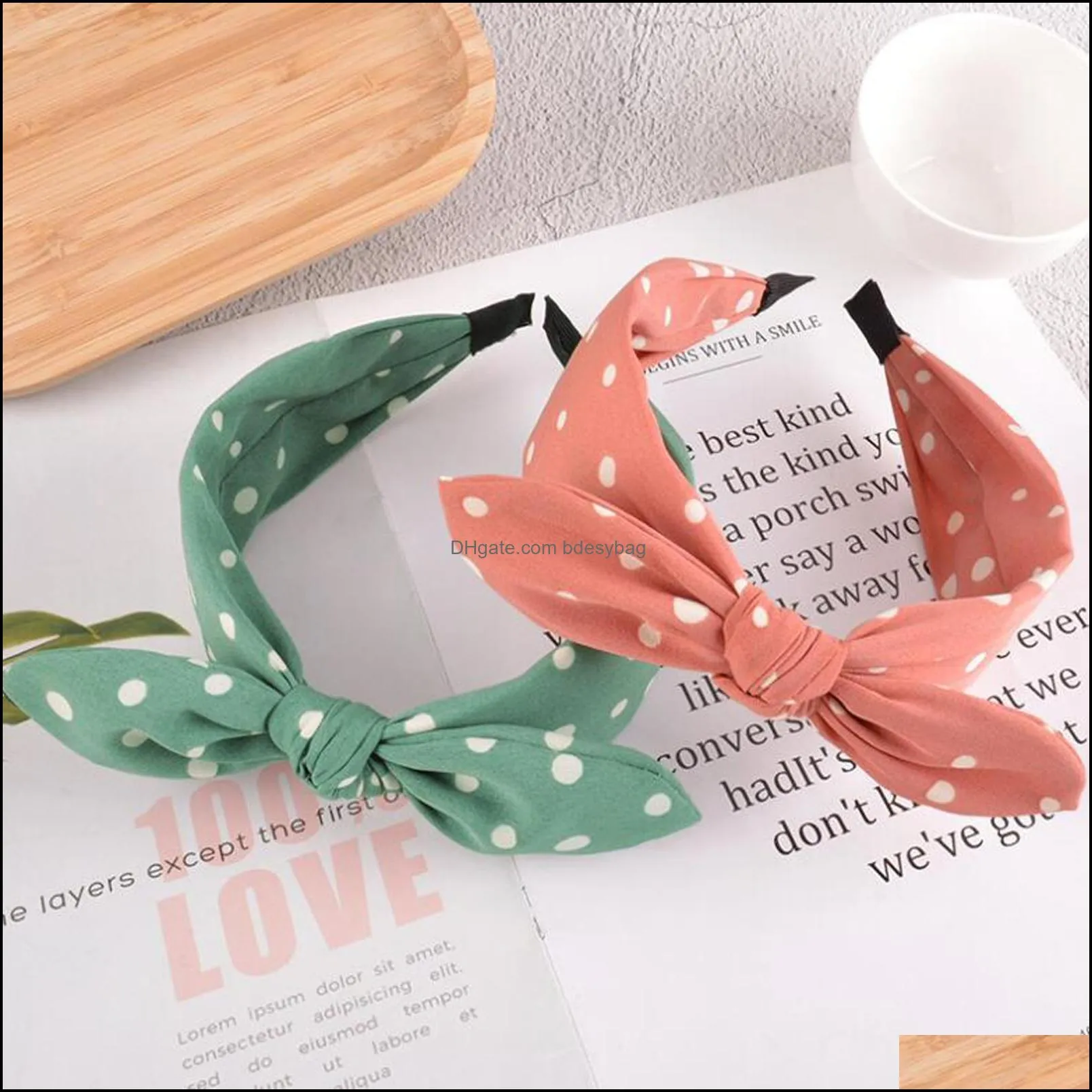 New Fashion Women`s Hairband Big Bowknot Turban Girls  Color Dot Headband Adult Hair Accessories