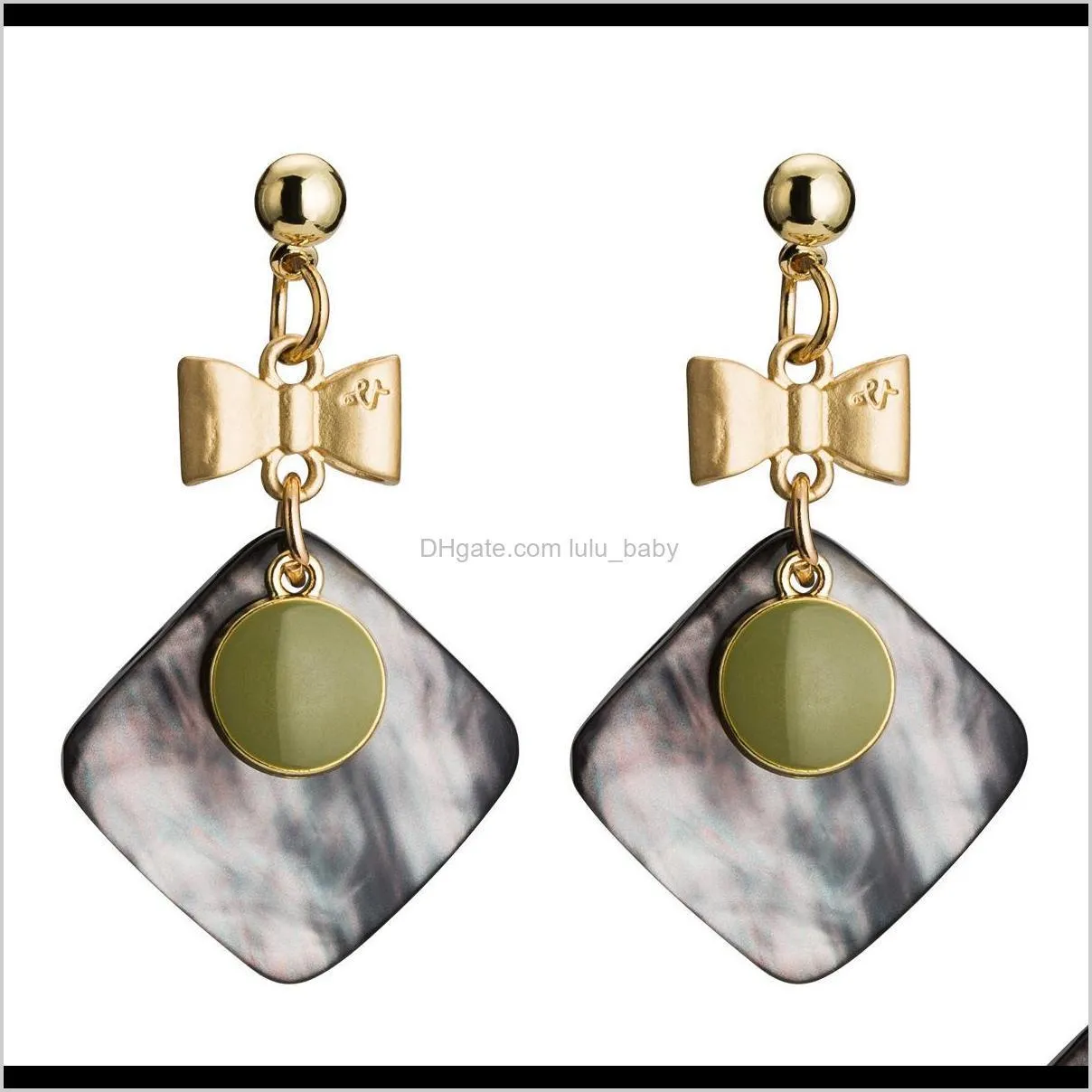 earrings exaggerated alloy bowknot square acetate board earrings women`s fashion earrings