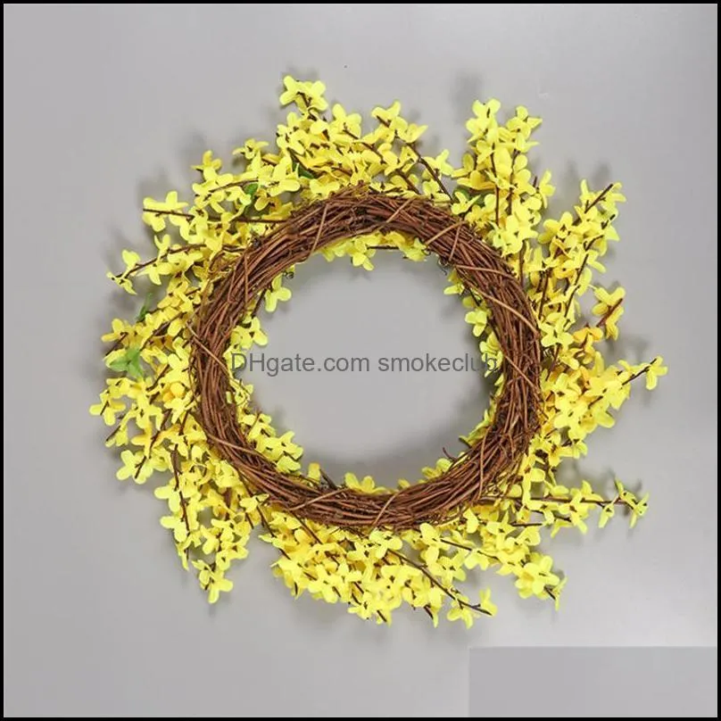 Decorative Flowers & Wreaths Artificial Flower Leaf Wreath Wall Window Door Hanging Home Wedding Decoration Festive Party #4M16