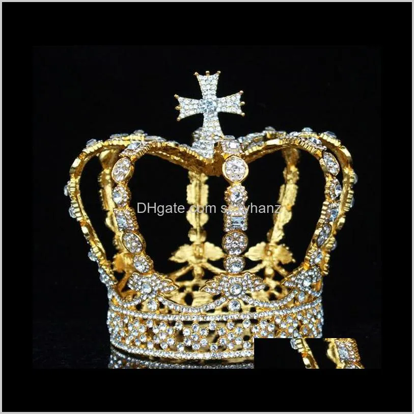 crystal queen king tiaras and crowns men/women headpiece pageant prom diadem hair ornaments wedding head jewelry accessories