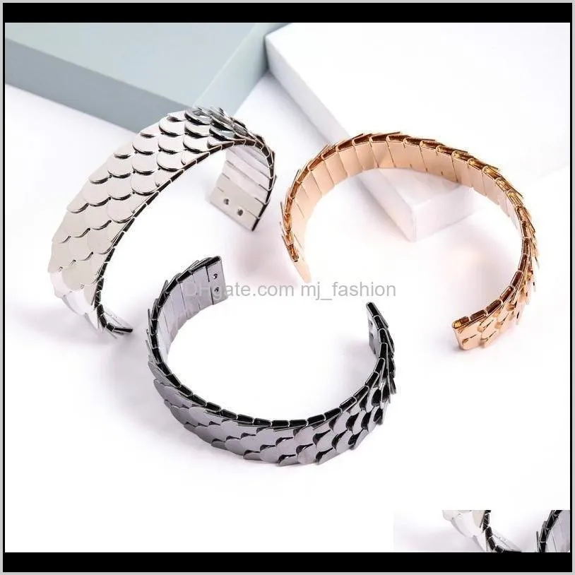 opening cuff bangle&bracelet for women stainless steel bracelet argent fish scales bangle interchangeable wedding christmas gift
