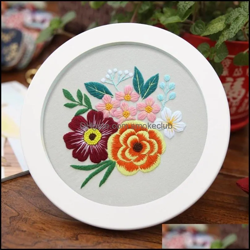 Other Arts And Crafts DIY Flowers Plants Pattern Embroidery Set Round Cross Stitch Kit Sewing Craft Needlework For Beginner Handwork