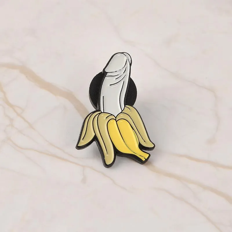 Pins, Brooches Cartoon Creative Peeled Banana Fruit Modeling -Enamel Pin Lapel Badges Brooch Funny Fashion Jewelry