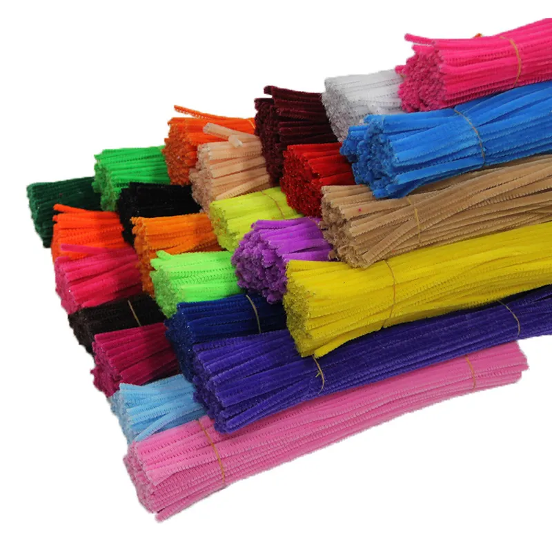 100st barns dag dekoration DIY Handgjorda leksaker Crafting Material Plush Tinsel Stammar Wired Sticks Kids Educational Craft Supplies