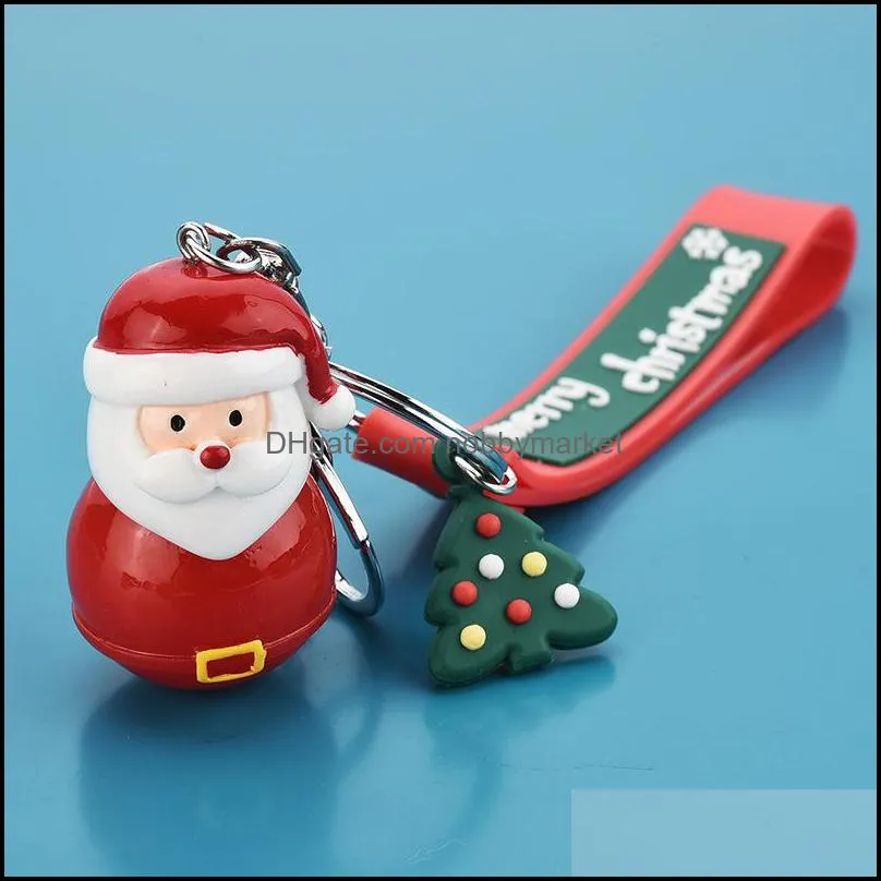 Merry Christmas keychain cartoon Christmas tree Santa hat socks keychains gloves key ring holders bag hangs fashion hip hop jewelry