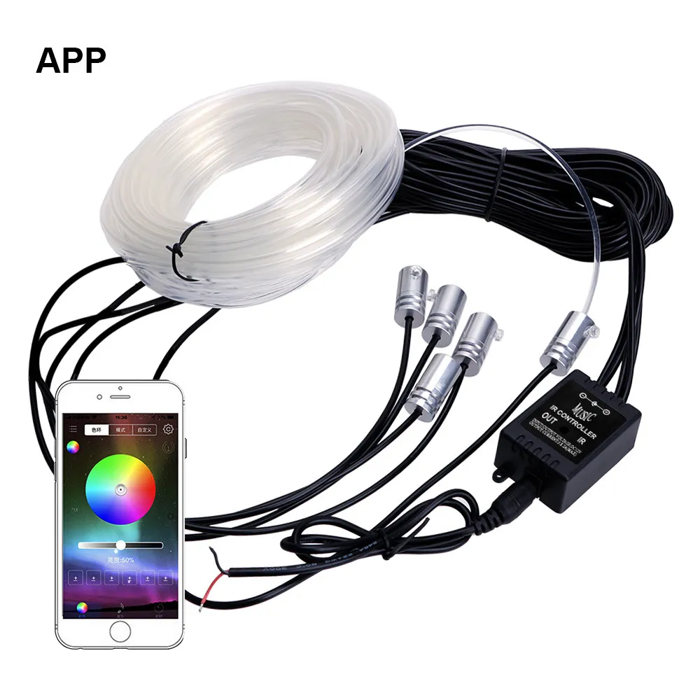 6M RGB LED Car Atmosphere Lamp Interior Ambient Light Strip Phone APP  Control