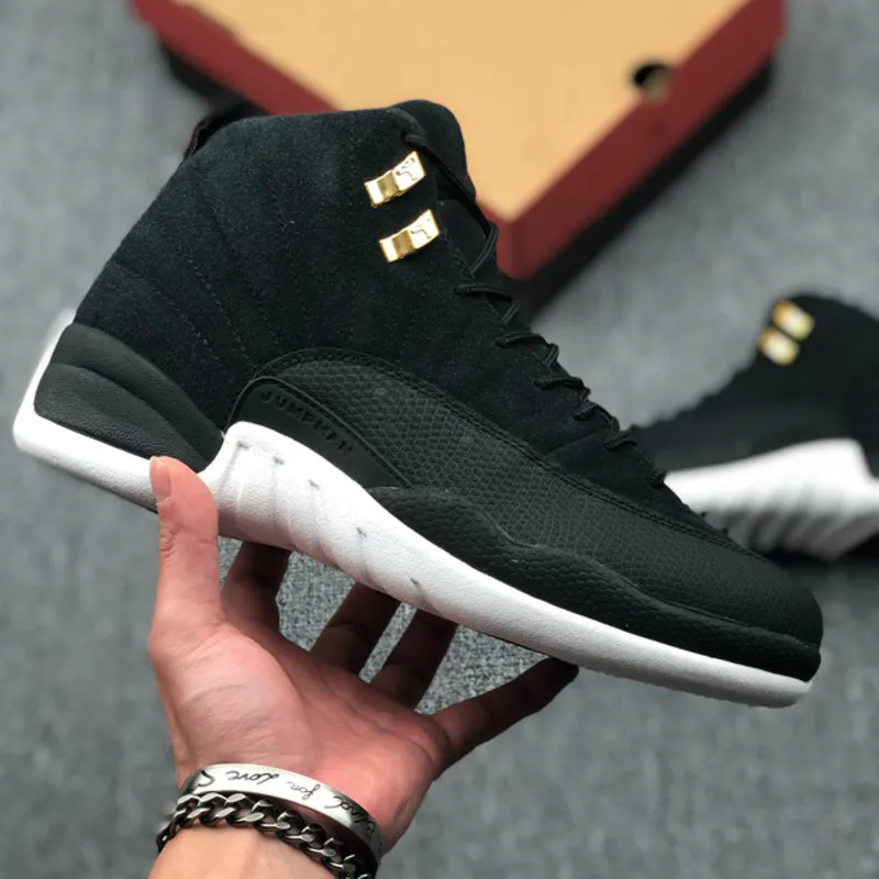 Jumpman 12 Retro Reverse Taxi 130690 017 Black White Taxi Black Big Size Gym Shoes Mens Shoes Men 2020 Tennis Shoes Schoenen