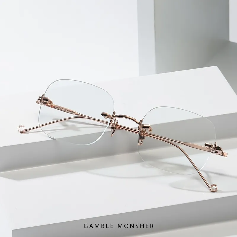 70 Off Online Store Korean rimless glasses Jennie GM square myopia frame anti blue light eye protection radiation flat266q
