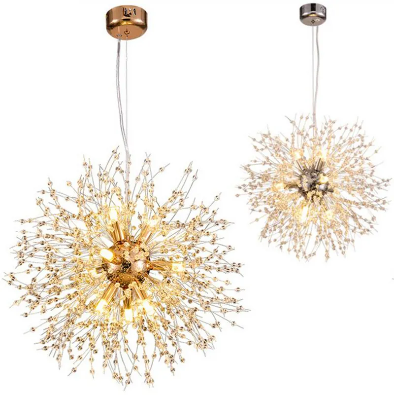 Modern Dandelion Chandelier Lamp Crystal Ceiling Lights Globe Ball Firework Pendant Lighting for Dining Bedroom Living Room Decoration