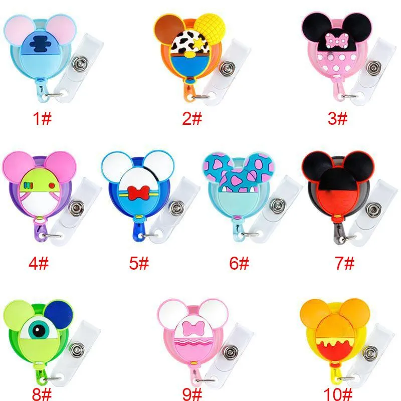 Office Retractable Badge Reel Pull Buckle ID Card Badges Holder Cute Cartoon Silicone Reels Belt Clip Hospital School Supplies Anti-Lost Clips