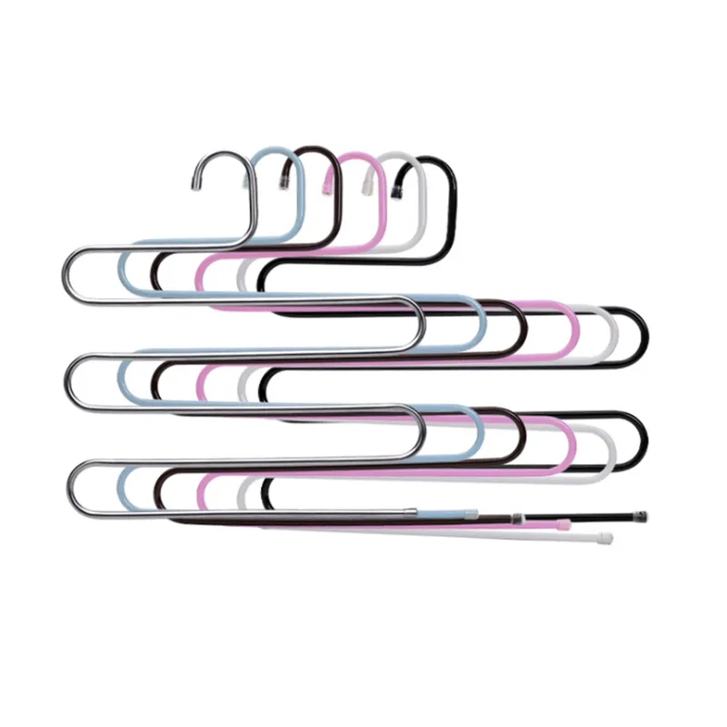 Wholesale S type Stainless steel pants rack clothing hanger European style trousers storage clip A217223