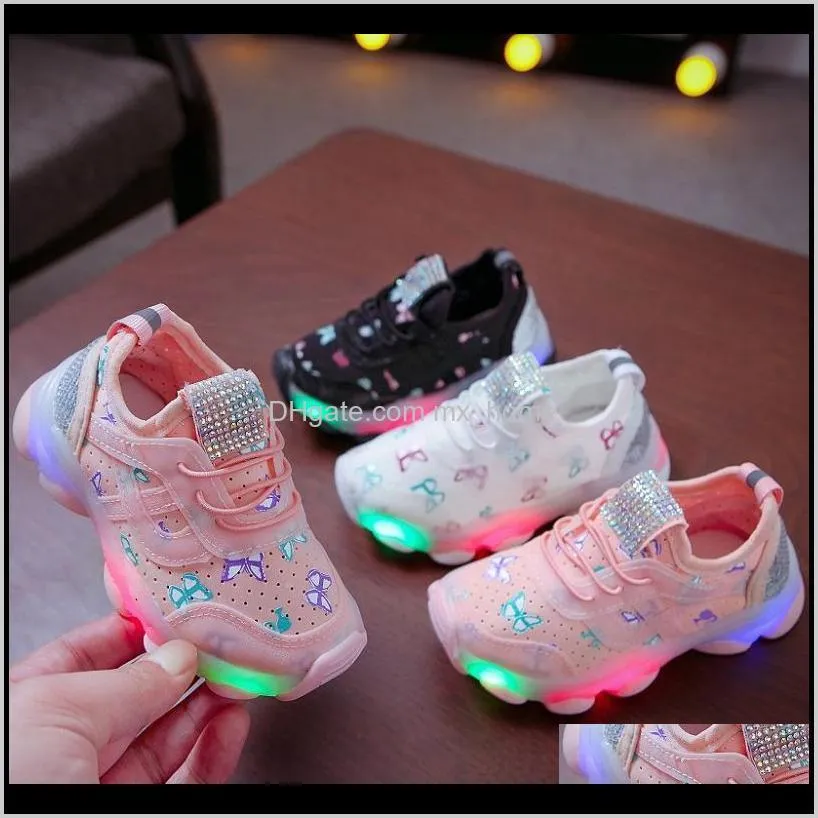 children casual shoes for girls baby boys shoes breathable anti-slip led design sneakers girls soft soled walking shoes 201201