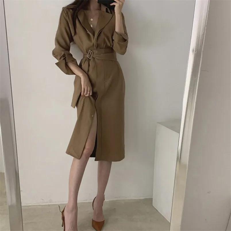 Spring Summer Women's Shirt Dress Sashes Empire Sequined V-neck Slim Long Korean Sexy Female es Woman PL054 210506