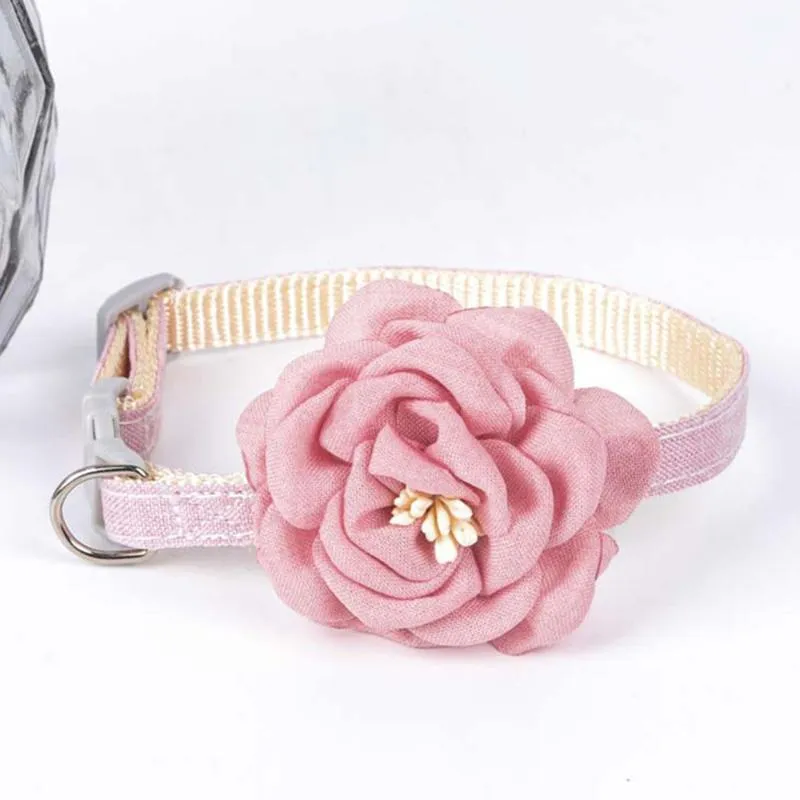 Cat Collars & Leads Pet Collar Simulation Camellia Small Dogs Cats Cotton Decoration With Buckle Adjustable Home Pets Accessories