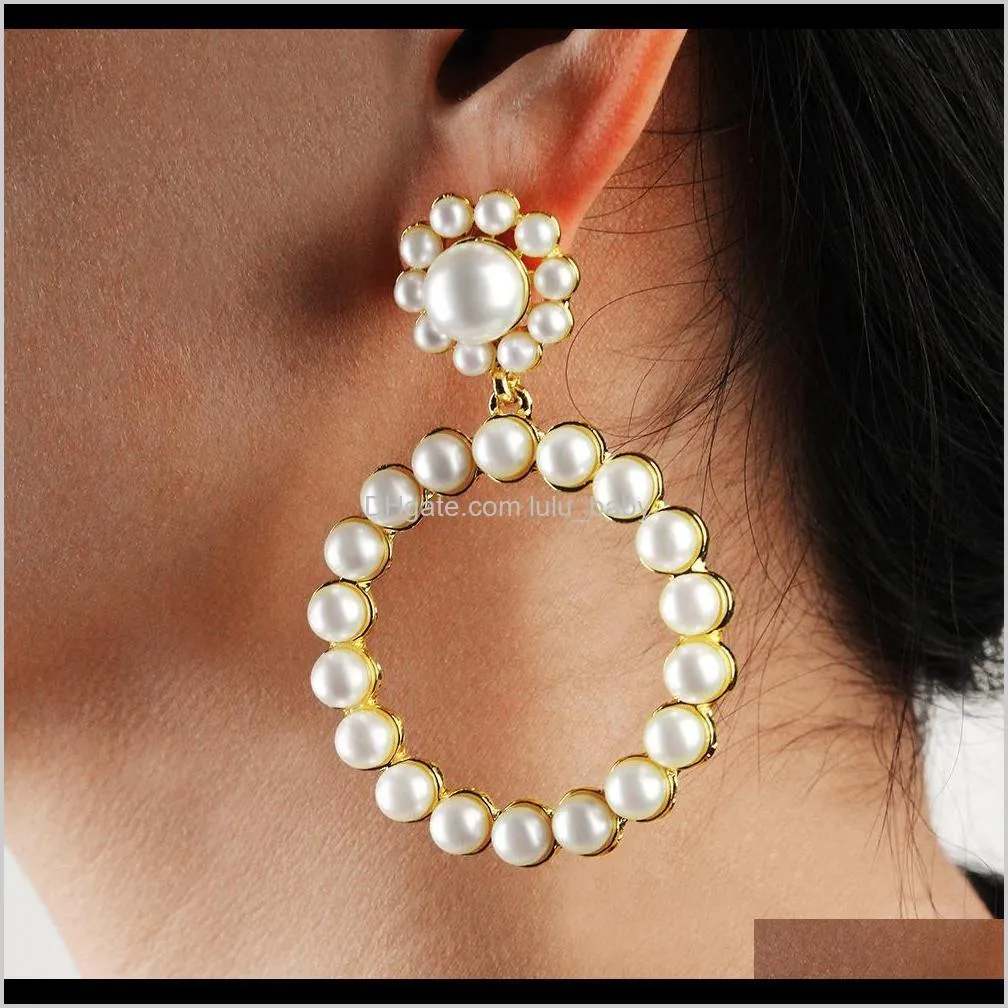 2020 fashion earrings european and american ladies christmas alloy exaggerated stud earrings female circle pearl designer earrings