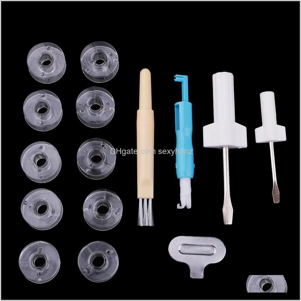 sewing machine service / repair kit - 3 different screwdrivers - 10 bobbins - brushing and needle threader