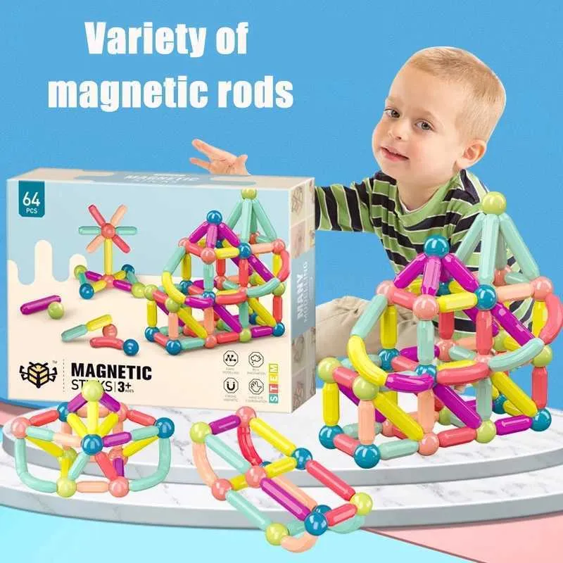 STEAM Early education Toys grande taille Magnetic Bar Baby puzzle Toy Building Block Build DIY Birthday Present Children like Q0723