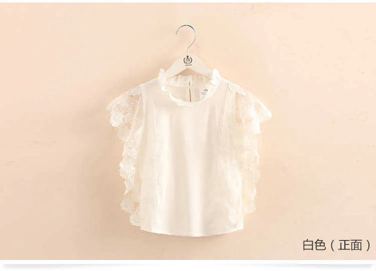  Hot Summer New Design2 3 4 6 8 9 10Years Thin Sweet Cute Solid Color Lace Patchwork Blouse Baby Kids Girls Sleeveless Shirt (8)
