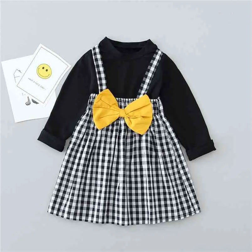 グーポソン秋の子供服ファッション長袖シャツボーネクタイプのストラップレススカートかわいい赤ちゃん女の子服セット子供服210715