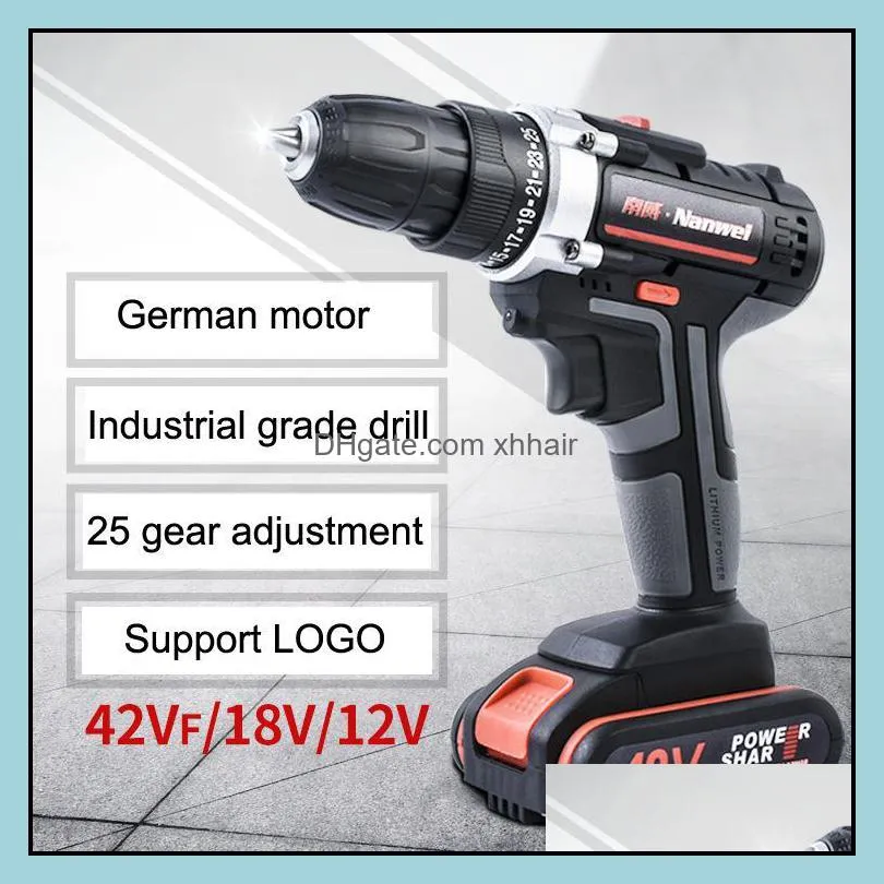 2Speeds Electric Drill Cordless Screwdriver 21V 18V 12V Lithium Battery Cordless Drill Mini Drill Cordless Screwdriver Power Tool BC