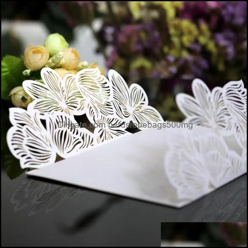 10pcs Elegant Flower Wedding Invitations Laser Cutting Invitation Card for Wedding Hollow Birthday Party Invitation Greeting