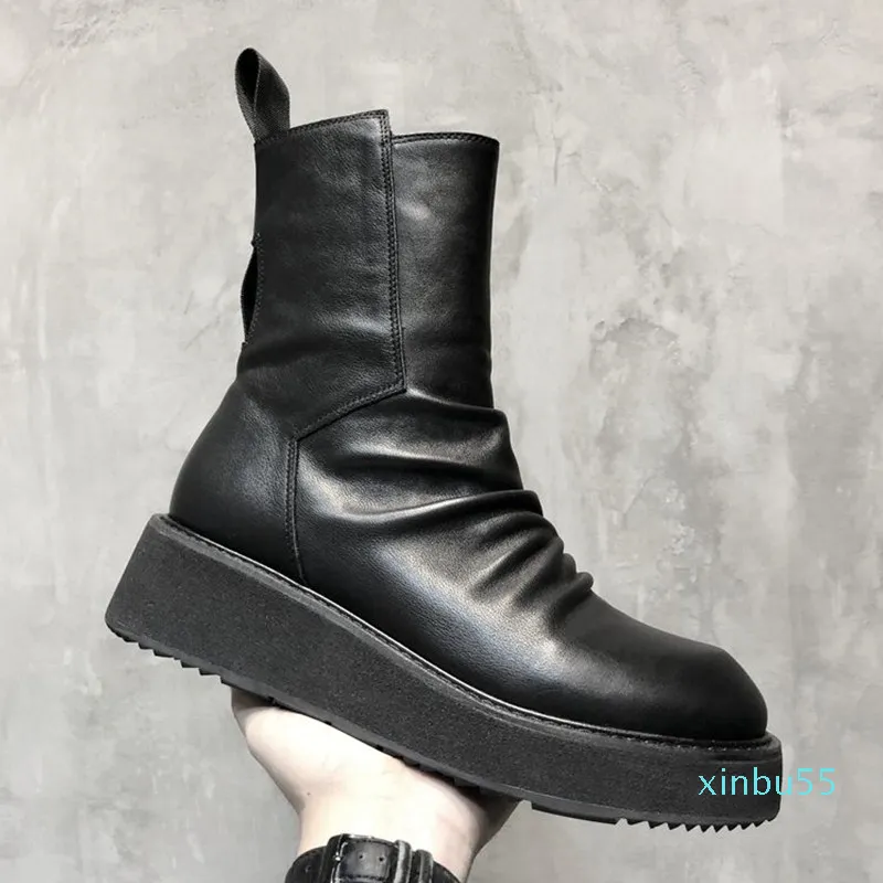 Mens Leather Business Dress Chunky Boots Men With Thick Winter Soles And Zipper Closure Perfect For Snowy Weather And Outdoor Activities From Xinbu55 80.77 DHgate.Com